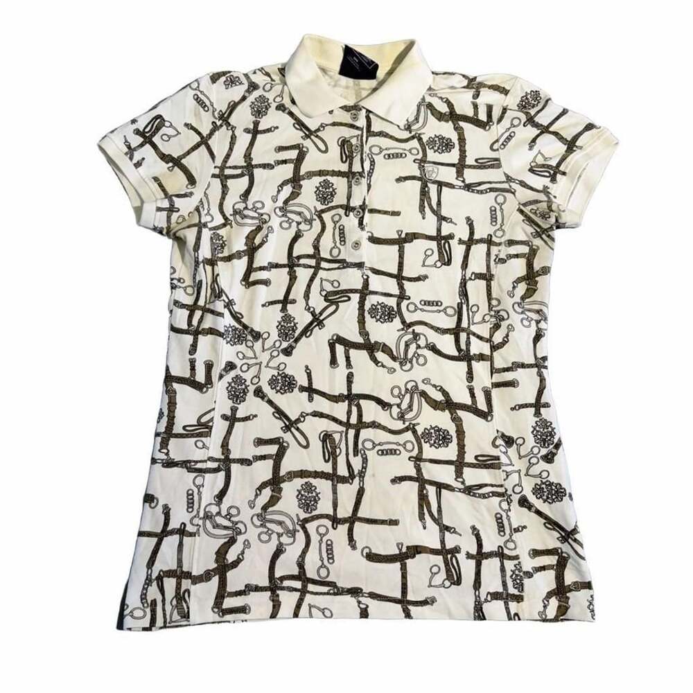 Ariat International Polo Size M/M White Equestrian Bridle Bit Print